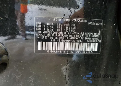 2023 Subaru Legacy Limited from USA, damaged, VIN 4S3BWAM60P3011844